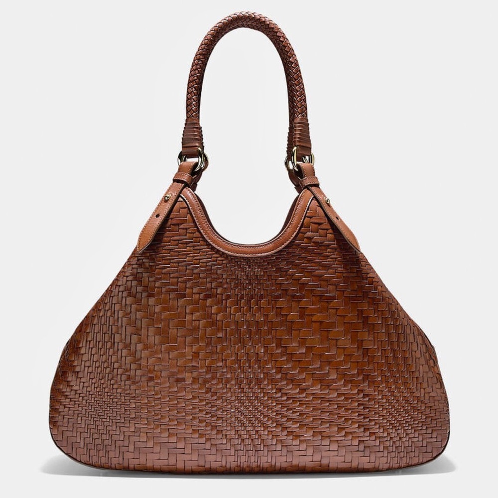 Cole Haan Leather Genevieve Weave Triangle Tote